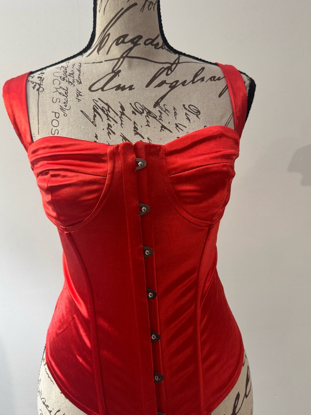 Commense Red Satin Bustier Camisole with Front Hooks